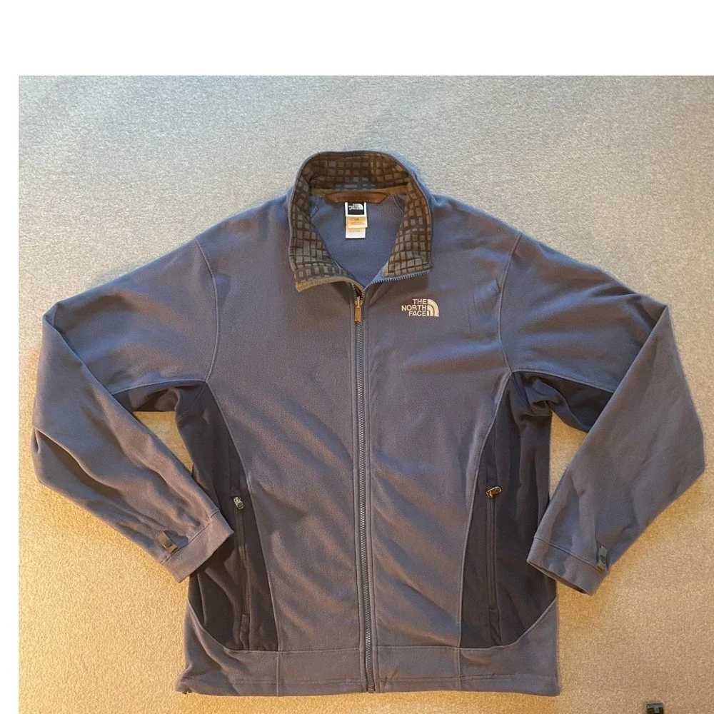 The North Face Mens Blue Full Zip Fleece Jacket AXE8 Mock Neck Large S06